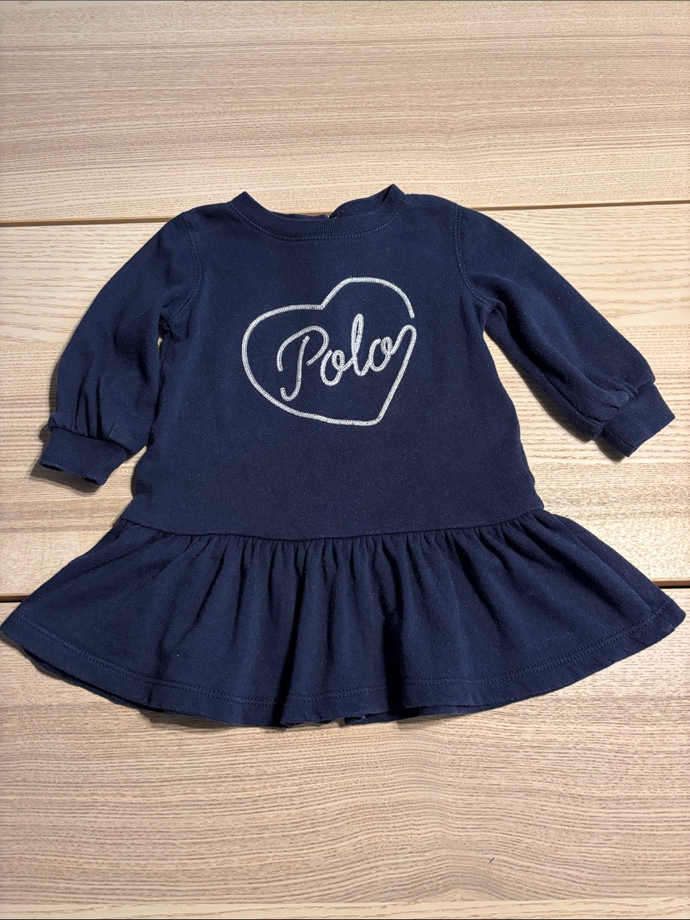 Polo by Ralph Lauren Navy Heart Logo Ruffle Hem Dress